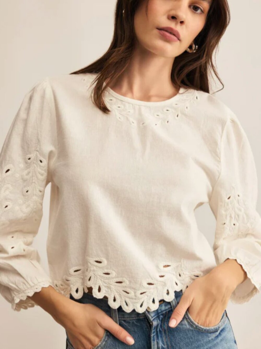 Z Supply Ambroise Embroidered Linen Top